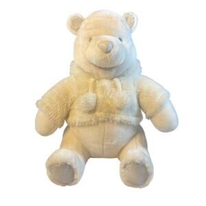 Disney Store 12" Snowflake Pooh plush, stuffie. Winnie the Pooh. sparkle sweater